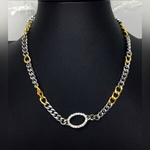 Ann Taylor Two-Tone Curb Chain Necklace EUC 15"